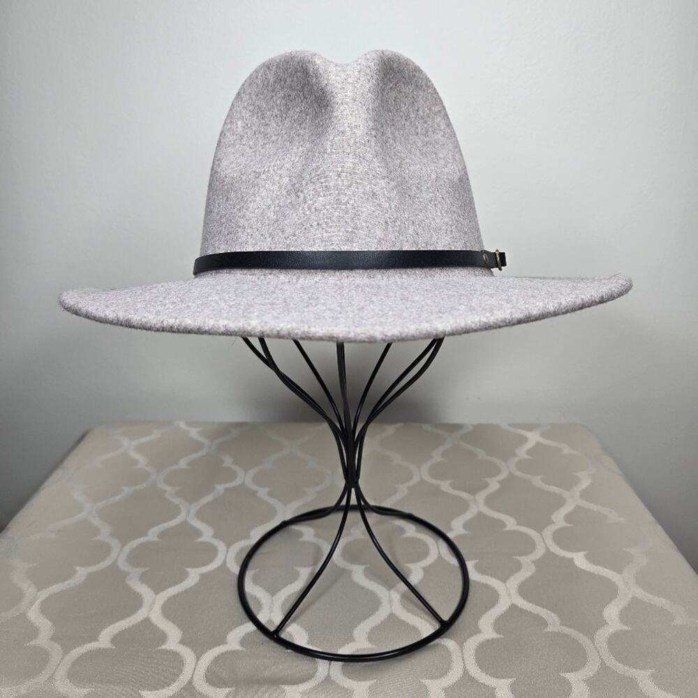 Fedora Hat Unbranded Stylish Oatmeal Gray with Black Band and Gold Accents